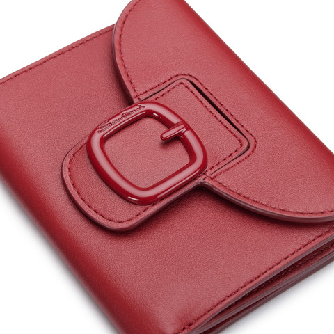 Red leather wallet with coin pocket - Santoni - 5