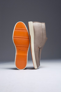 Men's natural tumbled leather desert boot - Santoni - editorial