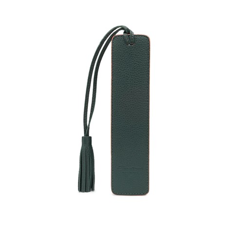 Green tumbled leather bookmark - Santoni - 1
