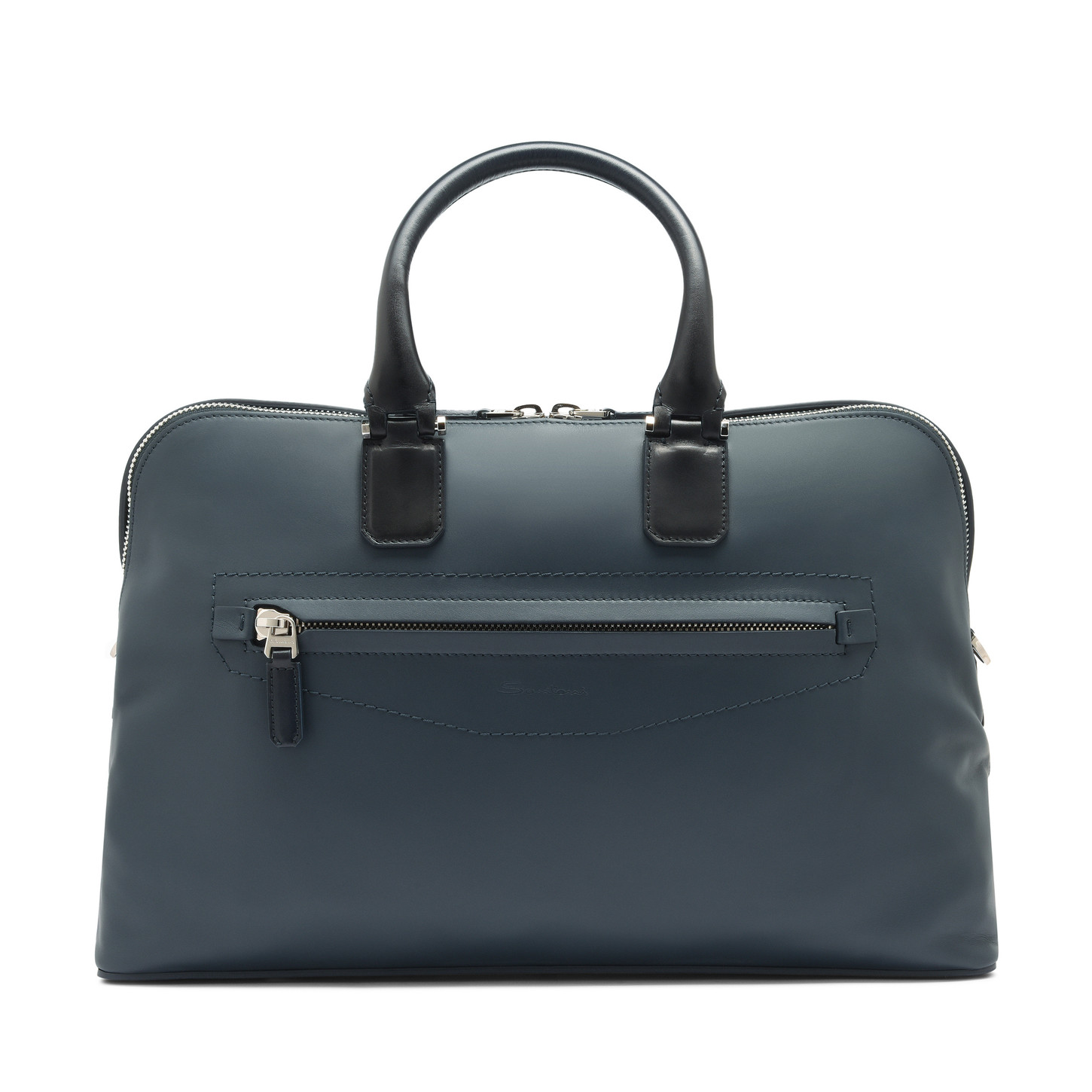 Santoni Borsa porta pc in pelle blu