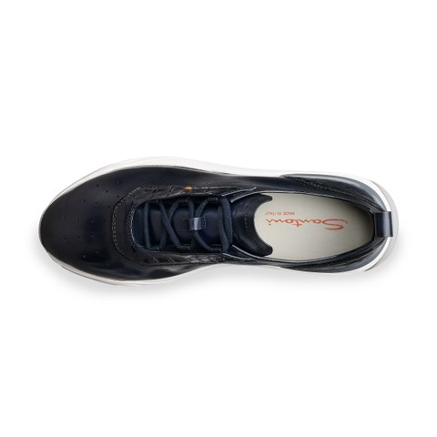 Men's blue leather and alligator sneaker - Santoni - 4