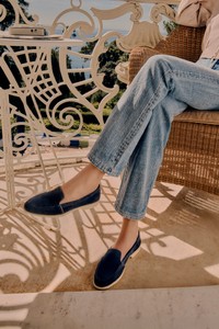Mocassino da donna in suede blu - Santoni - editorial