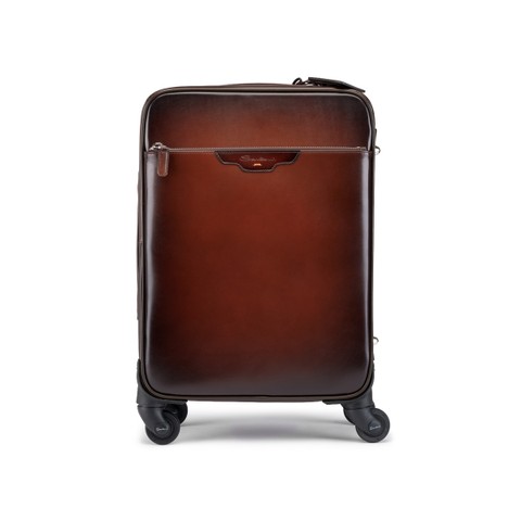 Dark brown leather travel suitcase - Santoni - 1