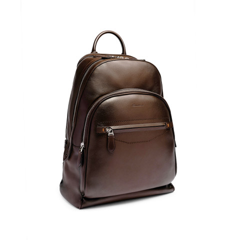 Dark brown leather backpack - Santoni - 3
