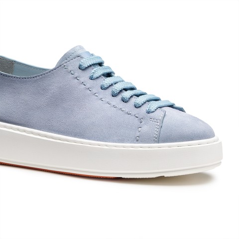 Women's light blue suede sneaker - Santoni - 6