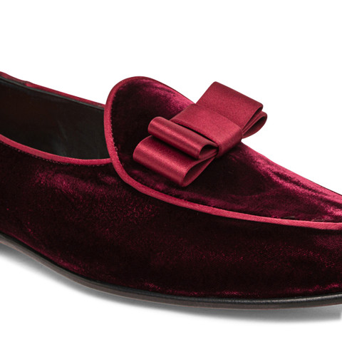 Men's burgundy velvet Andrea loafer - Santoni - 6