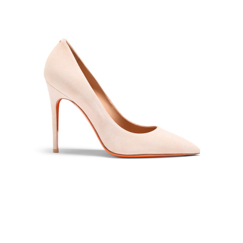 Women's pink suede high-heel pump - Santoni - 1