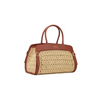 Brown leather and raffia handbag - Santoni - 2