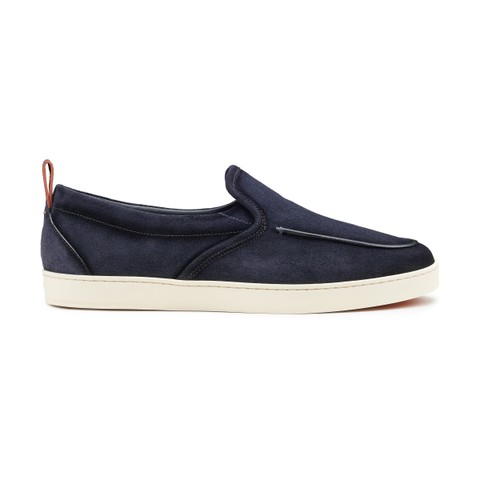 Men's blue suede Weekender loafer - Santoni - 1