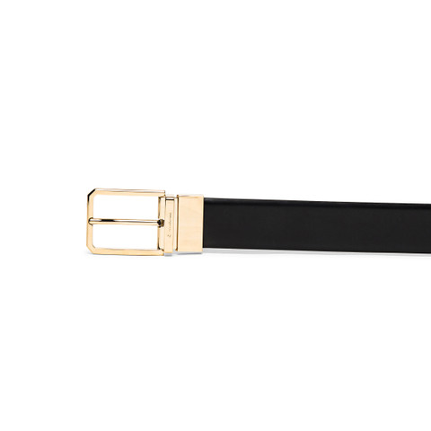 Ceinture ajustable et r&eacute;versible en cuir noir et marron - Santoni - 2