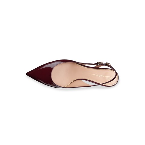 Women's burgundy patent leather mid-heel slingback - Santoni - 4