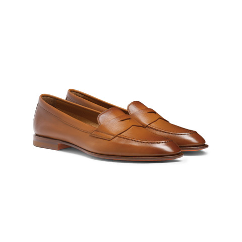 Women’s brown leather penny loafer - Santoni - 2