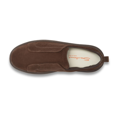 Men's dark brown suede slip-on sneaker - Santoni - 5