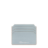 Light blue tumbled leather credit card holder - Santoni - 1