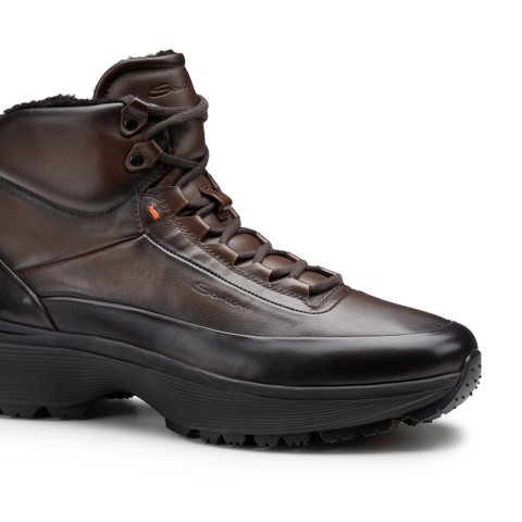 Men's dark brown leather Easy Bounce Mountain sneaker - Santoni - 6