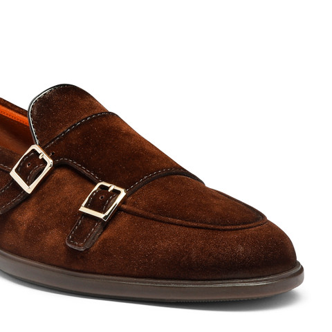Men's brown suede double-buckle loafer - Santoni - 6