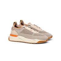 Sneaker da donna in maglia stretch lurex e nabuck beige - Santoni - 2