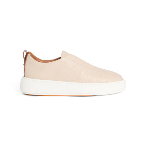 Women's pink tumbled leather slip-on sneaker - Santoni - 1