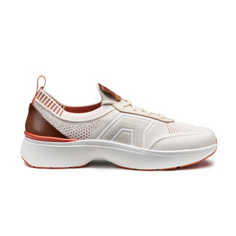 Men's white stretch knit Easy Bounce sneaker - Santoni - 1