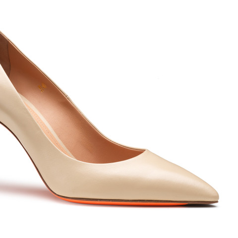 Women's beige leather high-heel pump - Santoni - 5