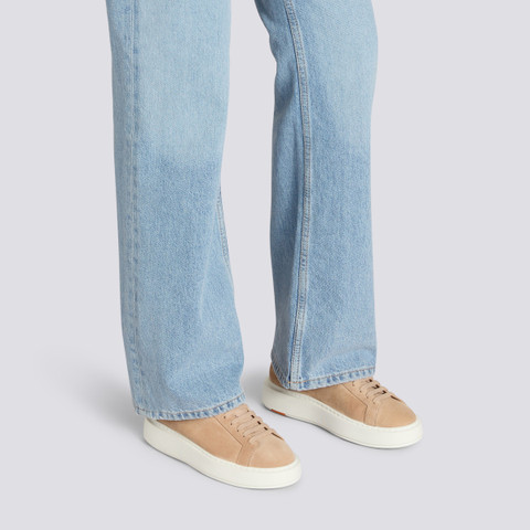 Sneaker en daim couleur naturelle pour femme - Santoni - 2