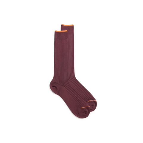 Burgundy Filo di Scozia mercerised cotton crew socks - Santoni - 1