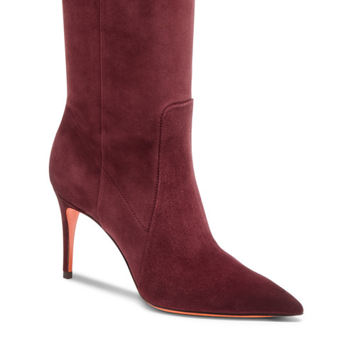 Women's burgundy suede high-heel boot - Santoni - 5