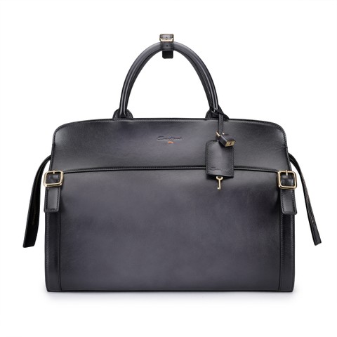 Sac &agrave; main en cuir gris - Santoni - 1