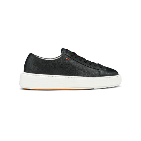 Women's black leather sneaker - Santoni - 1