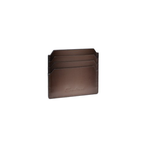 Brown leather credit card holder - Santoni - 2