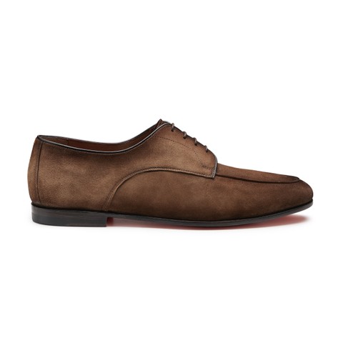 Men's brown suede Derby lace-up - Santoni - 1