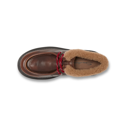 Women's brown leather lace-up with fur - Santoni - 5