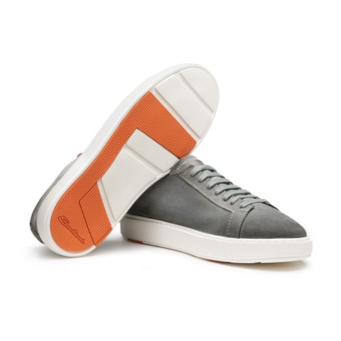Men's green suede sneaker - Santoni - 4