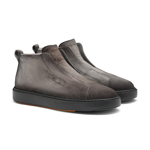 Men's grey suede slip-on sneaker - Santoni - 3