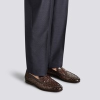 Men's dark brown woven leather Carlo penny loafer - Santoni - 2