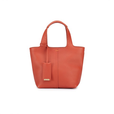 Orange tumbled leather handbag - Santoni - 1