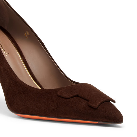 Women's dark brown suede high-heel Santoni Sibille pump - Santoni - 6