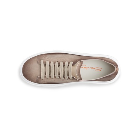 Women's beige suede sneaker - Santoni - 4