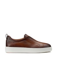 Men's brown leather slip-on sneaker - Santoni - 1