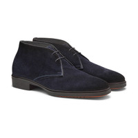 Men's blue suede Easy desert boot - Santoni - 2