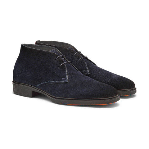 Stivaletto desert Easy da uomo in suede blu - Santoni - 2