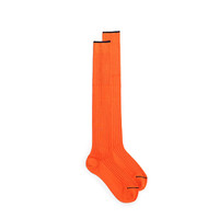 Orange Filo di Scozia mercerised cotton high socks - Santoni - 1