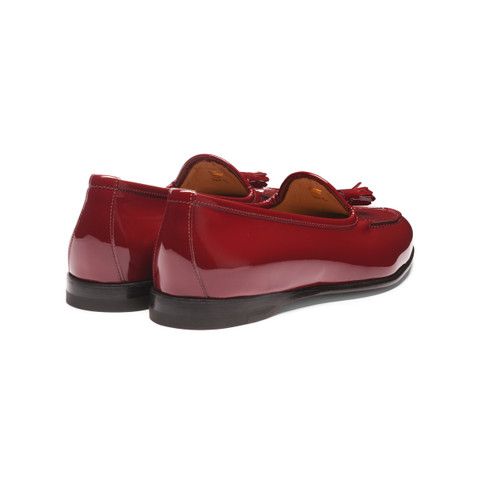 Women's red patent leather Andrea tassel loafer - Santoni - 3