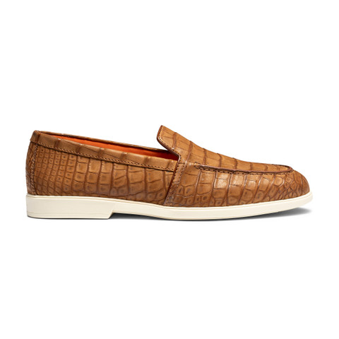 Men's brown alligator leather loafer - Santoni - 1