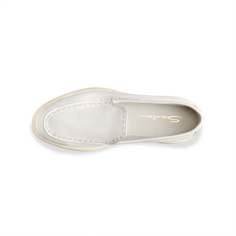 Women's white leather loafer - Santoni - 4