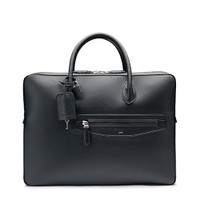 Sac d&rsquo;ordinateur en cuir noir - Santoni - 1