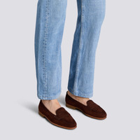 Women's dark brown suede Carla loafer - Santoni - 2