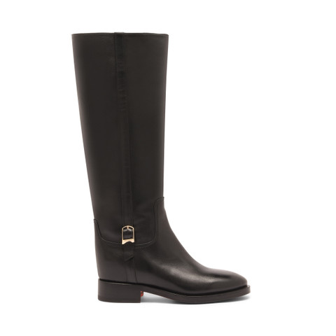 Women's black leather boot - Santoni - 1