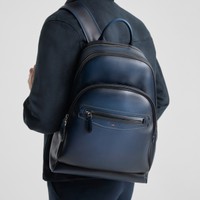Sac &agrave; dos en cuir bleu - Santoni - 2