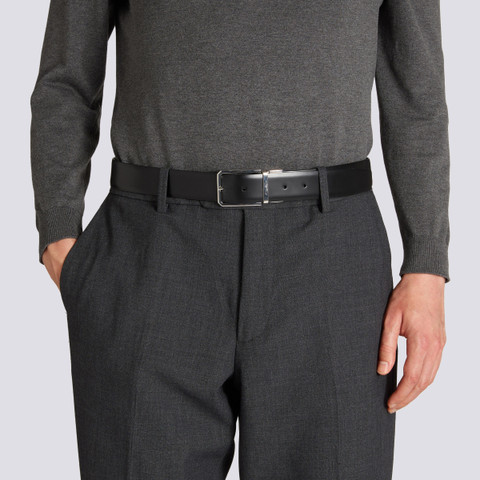 Reversible and adjustable black and dark brown leather belt - Santoni - 2